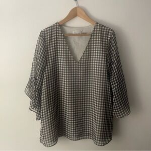 Calvin Klein Black and White Checkered Blouse